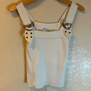 Cream camisole top with off gold metals